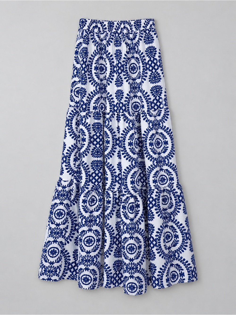 Tiered Maxi Skirt Small Cottage Peasant Prairie Coastal Bohemian Country